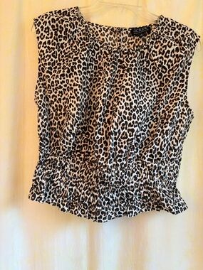 J. Crew Leopard Print Sleeveless Top in Black, Brown & Cream